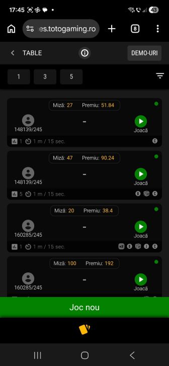Partide live de table online