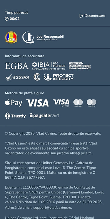 Detalii despre licența Vlad Cazino