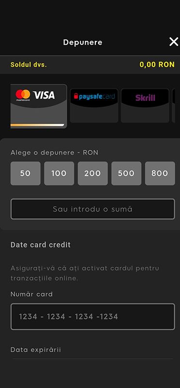Depunere de bani la 888casino