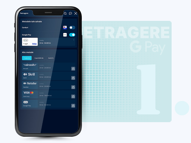 Alege Google Pay ca metodă de retragere