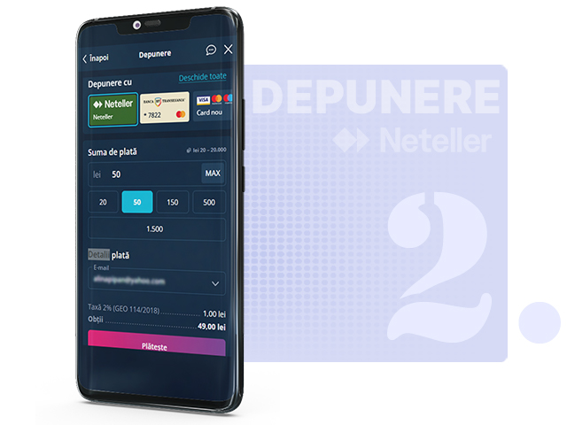 Alege suma pe care vrei să o transferi cu Neteller