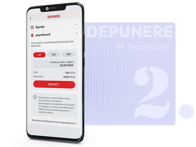Alege suma de depunere cu PaysafeCard