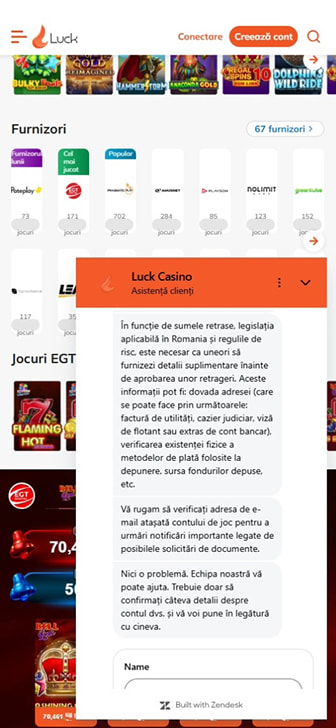 Suportul pentru clienți disponibil prin live chat