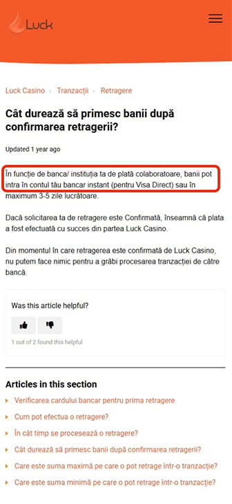 cazinou cu retragere instant prin Visa Direct