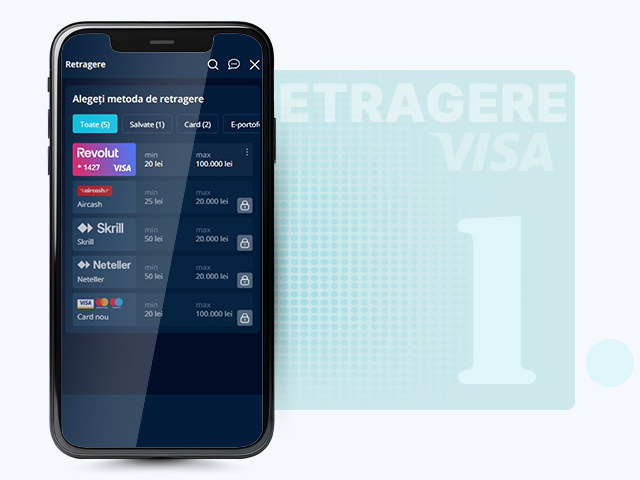 Alege cardul Visa pentru retragere