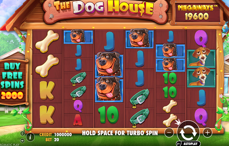 Screenshot cu slotul The Dog House dezvoltat de Pragmatic Play