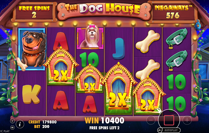 Screenshot cu Wild multiplicator în jocul de bază The Dog House