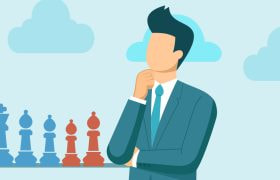 Un grup de persoane analizând tendințele și graficele, simbolizând luarea deciziilor și discuțiile strategice.