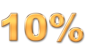 Text auriu 10% pe un fon transparent