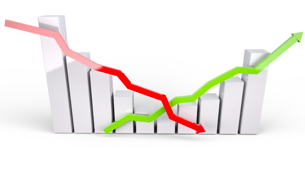 Grafică care ilustrează evoluția fluctuantă a veniturilor