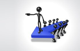 Reprezentare simbolică a unui lider care ghidează o echipă