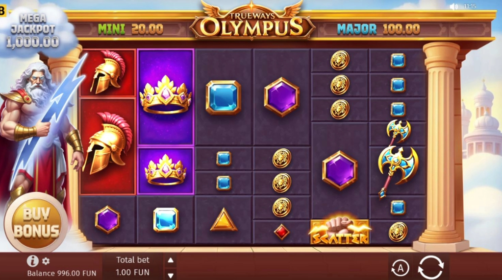 Modul de joc al slotului Olympus TRUEWAYS