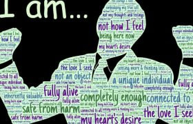 Siluetă umană compusă din afirmații motivaționale