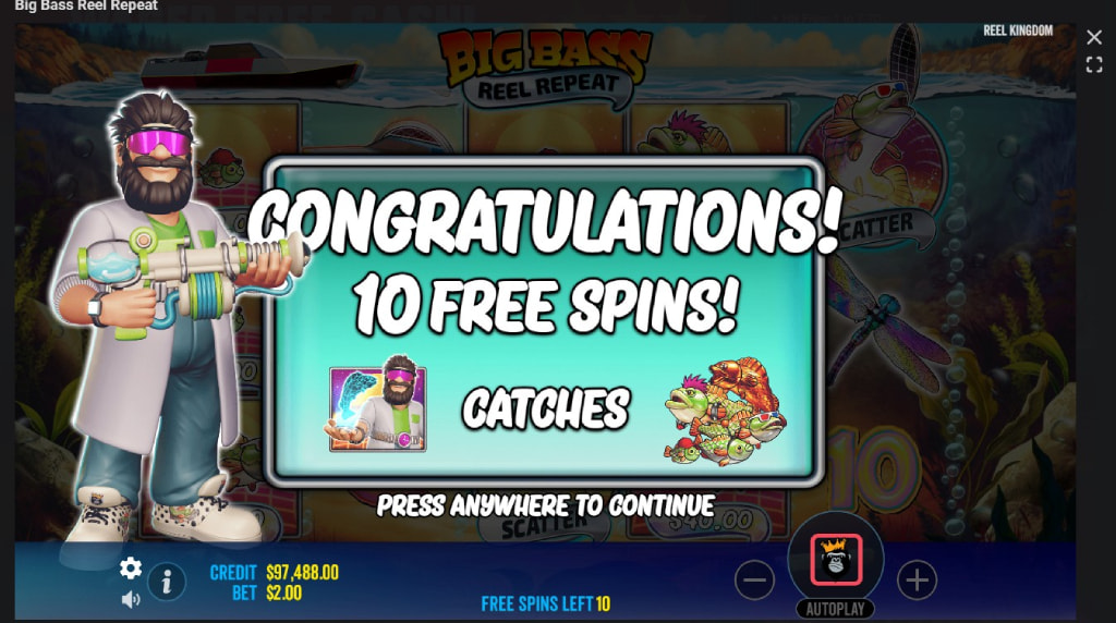 Screenshot cu runde gratuite de la Big Bass Reel Repeat slot