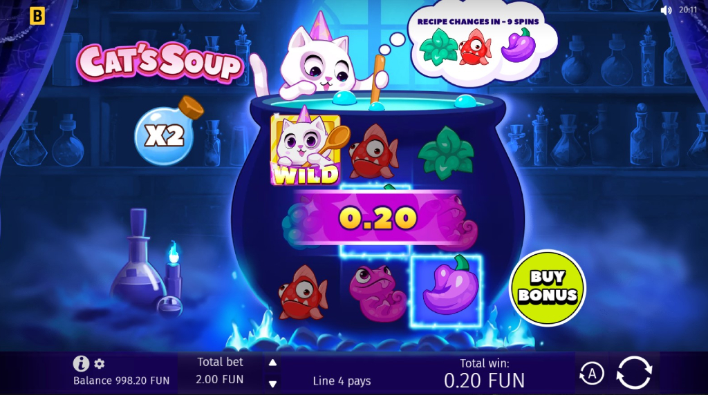 Screenshot de la noul slot Cat’s Soup dezvoltat de BGaming