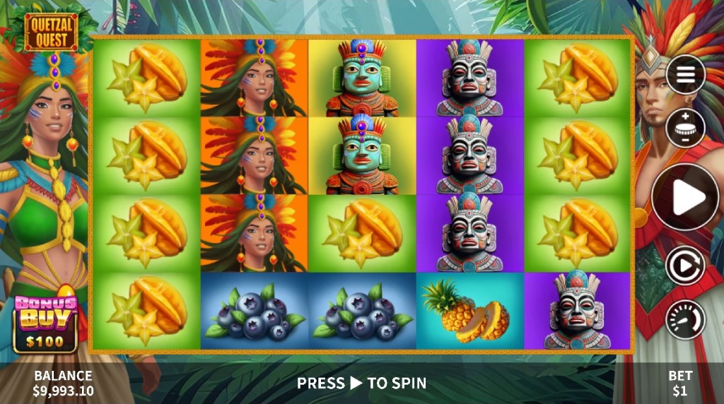 Screenshot de la noul slot Quetzal Quest de la Skywind software