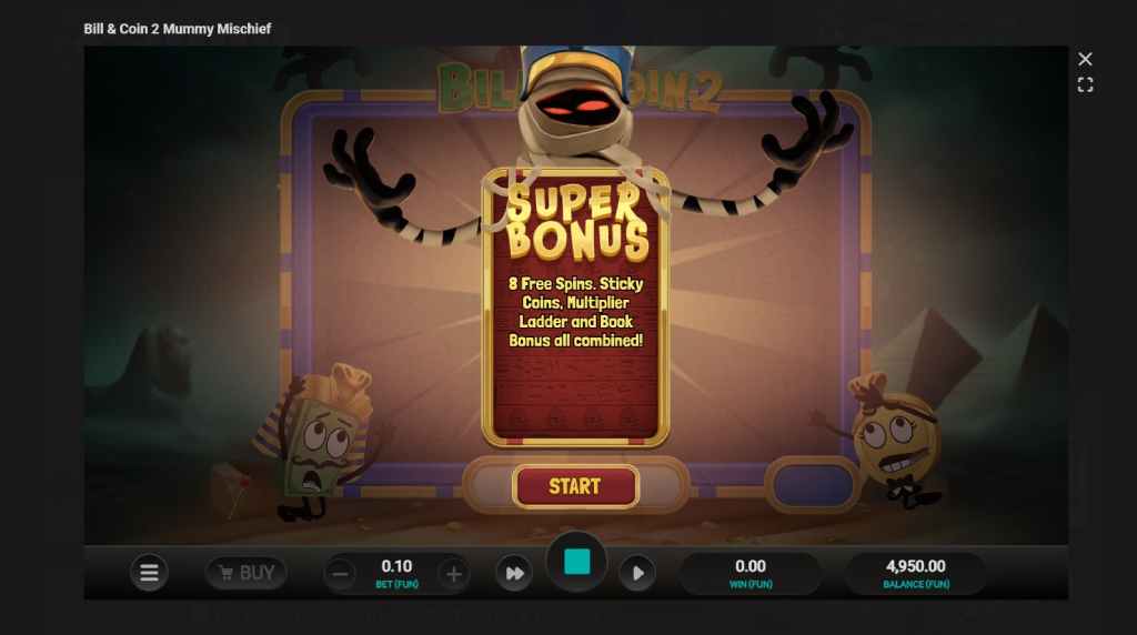 Screenshot cu Bill & Coin 2 Mummy Mischief funcția Super Bonus