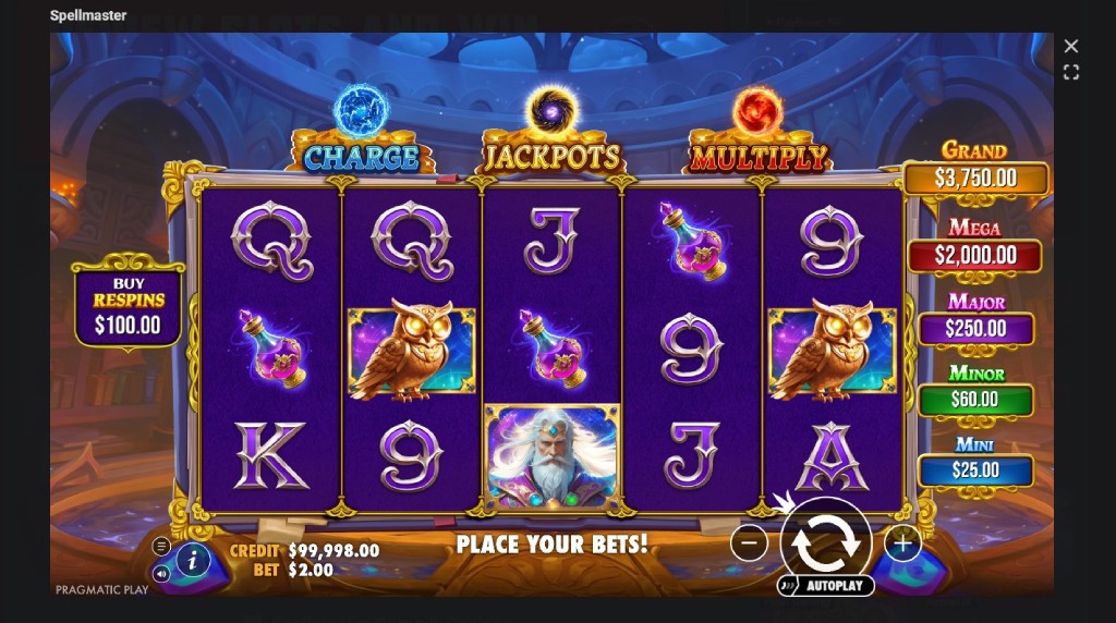Screenshot de la noul slot Spellmaster de la Pragmatic Play