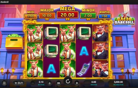Screenshot cu noul slot Bacon Bankroll de Relax Gaming