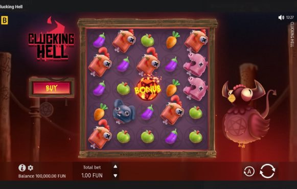 Screenshot cu noul slot Clucking Hell dezvoltat de BGaming