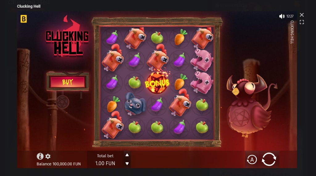 Screenshot cu noul slot Clucking Hell dezvoltat de BGaming