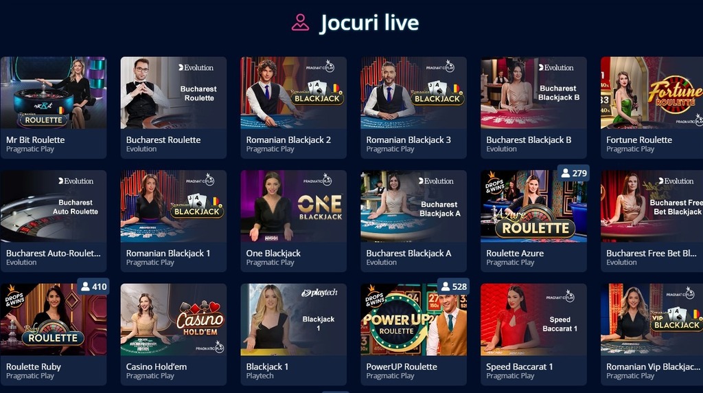 O parte din selecția de jocuri live Mr Bit Casino