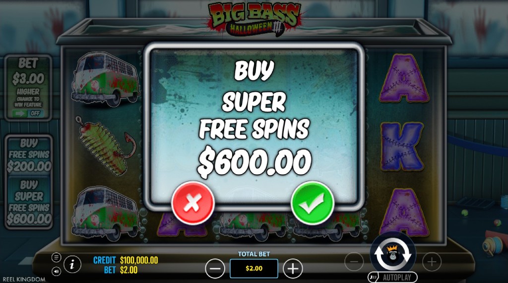 Screenshot cu funcția Cumpără Super Runde Gratuite a slotului Big Bass Halloween 3