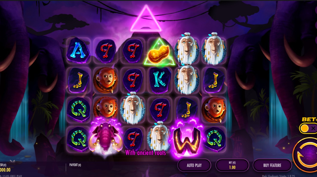 Screenshot cu noul slot New Pink Elephants Trinity dezvoltat de Thunderkick