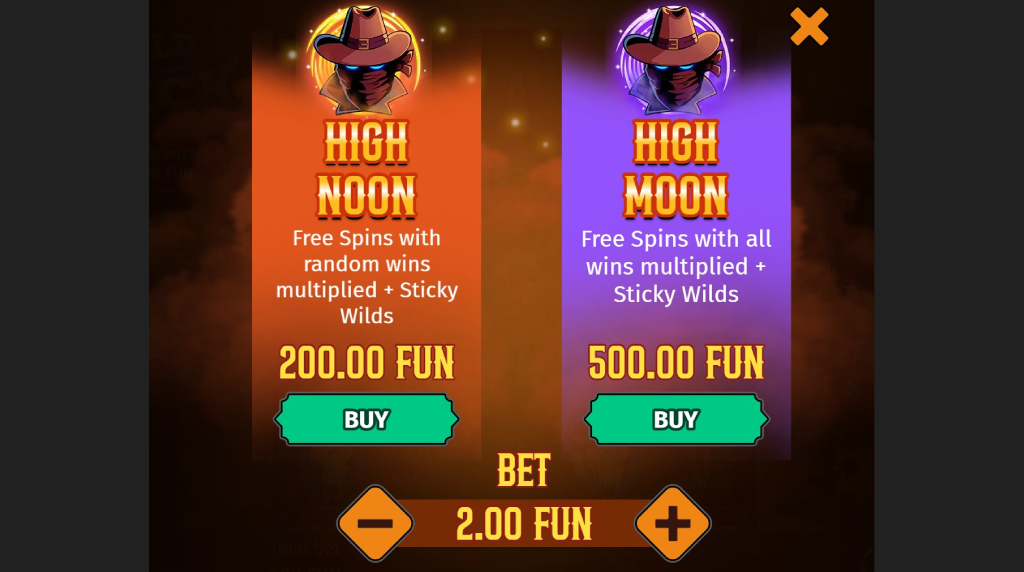 Screenshot cu funcția Bonus Buy a slotului Wild Wick