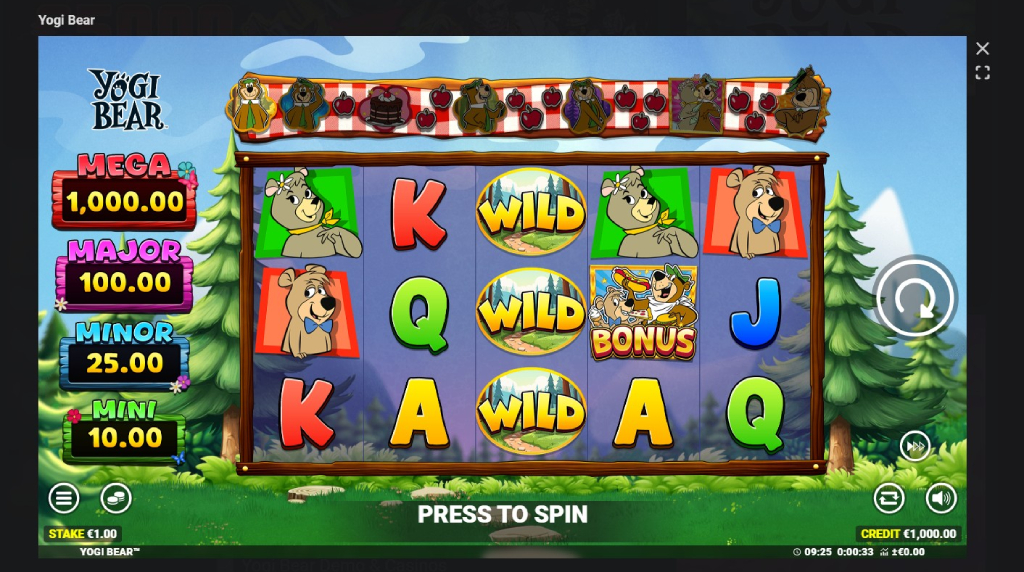 Screenshot cu noul slot Yogi Bear dezvoltat de Blueprint Gaming