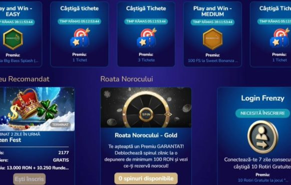 Program de gamificare la WinBoss Casino, ce conține mai multe tipuri de concursuri