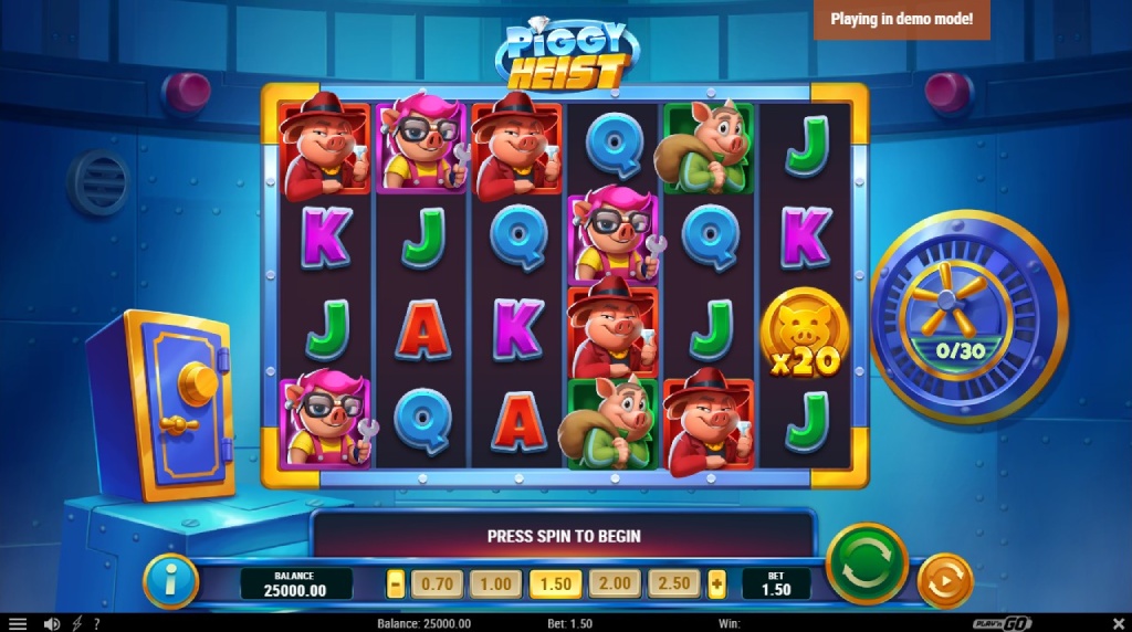 Screenshot cu noul slot Piggy Heist dezvoltat de Play’n GO