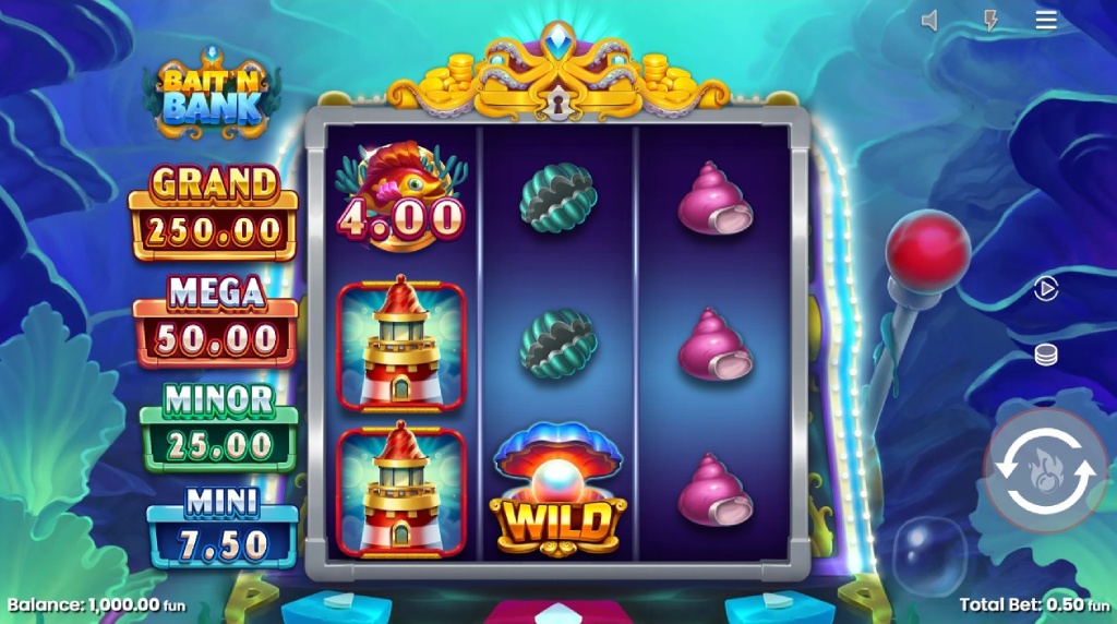 Screenshot cu noul slot Bait ’N’ Bank dezvoltat de Push Gaming