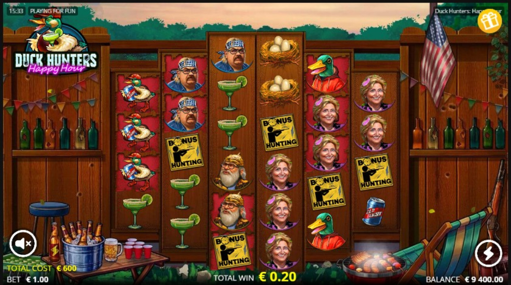 Screenshot cu jocul bonus Big game Spins al slotului Duck Hunters Happy Hour