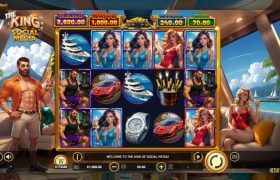 Screenshot cu noul slot The King of Social Media dezvoltat de Betsoft