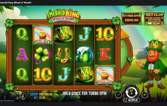 Screenshot cu noul slot Emerald King Wheel of Wealth dezvoltat de Pragmatic
