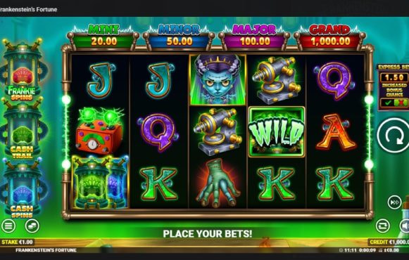 Screenshot cu cel mai nou slot Frankenstein’s Fortune dezvoltat de Blueprint Gaming