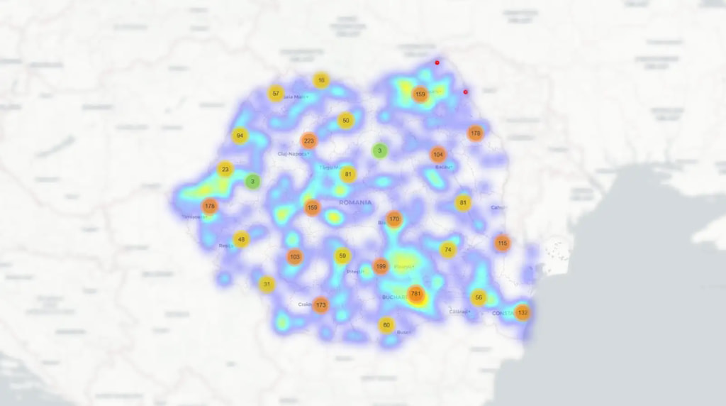 Heatmap Orase Romania