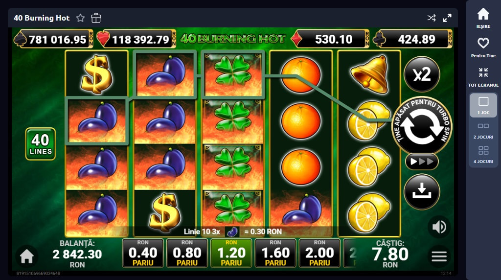 Slotul 40 Burning Hot