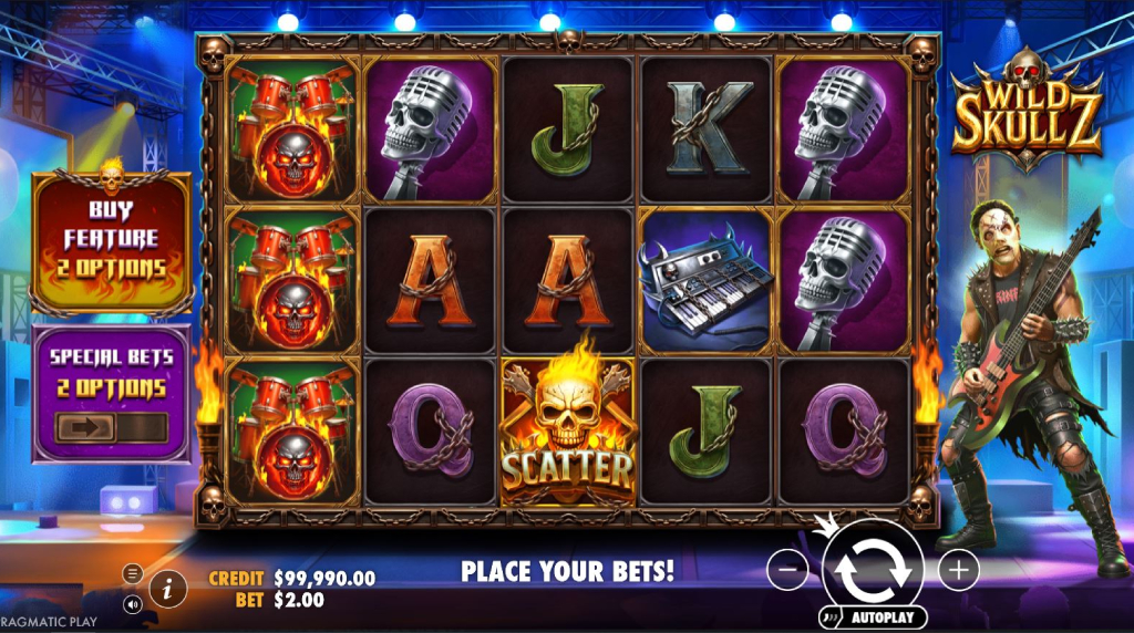 Screenshot cu noul slot Wild Skullz dezvoltat de Pragmatic Play
