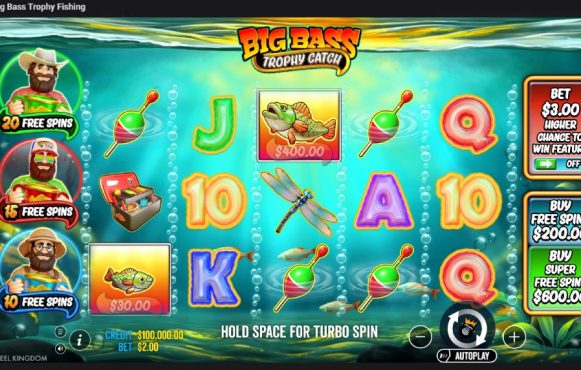Screenshot cu noul slot Big Bass Trophy Catch dezvoltat de Pragmatic