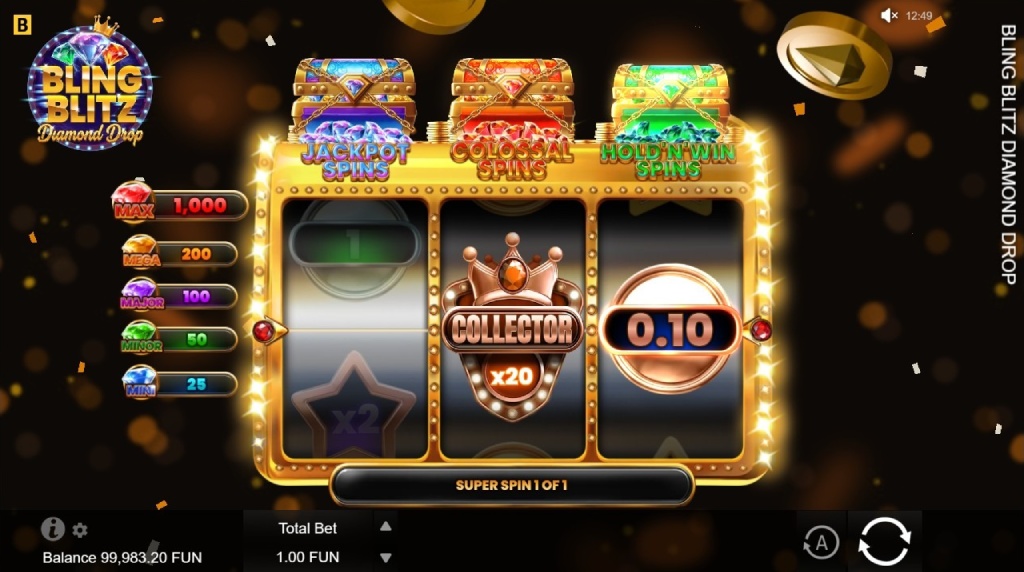 Screenshot cu simbolul Collector al slotului Bling Blitz Diamond Drop