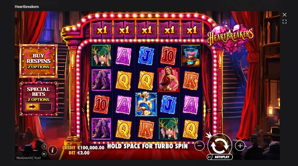 Screenshot cu noul slot Heartbreakers dezvoltat de Pragmatic