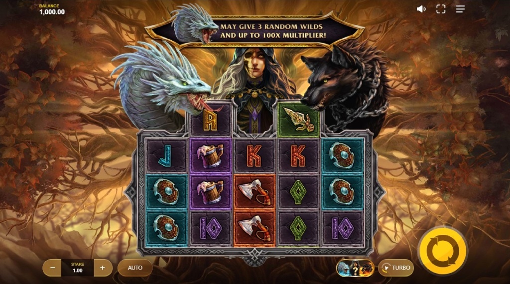 Screenshot cu noul slot Loki’s Descendants dezvoltat de Red Tiger