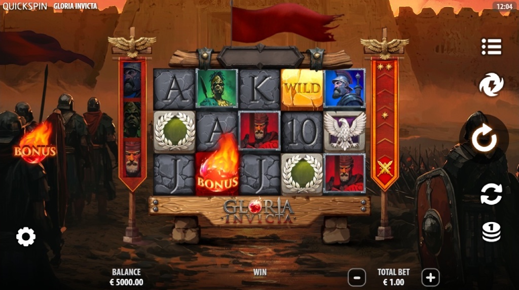 Screenshot cu noul slot Gloria Invicta dezvoltat de Quickspin