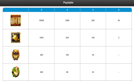 Screenshot from the Paytable of Slot Name