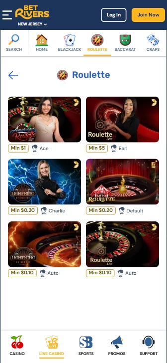 The Live Roulette Games at BetRivers Online Casino