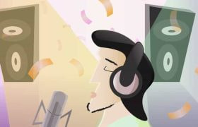 A cartoon depiction of Elvis Presley.