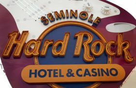 The sign outside of the Seminole Hard Rock Hotel & Casino in Florida.