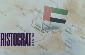 Logo of Airstocrat Gaming on a map with the UAE flag